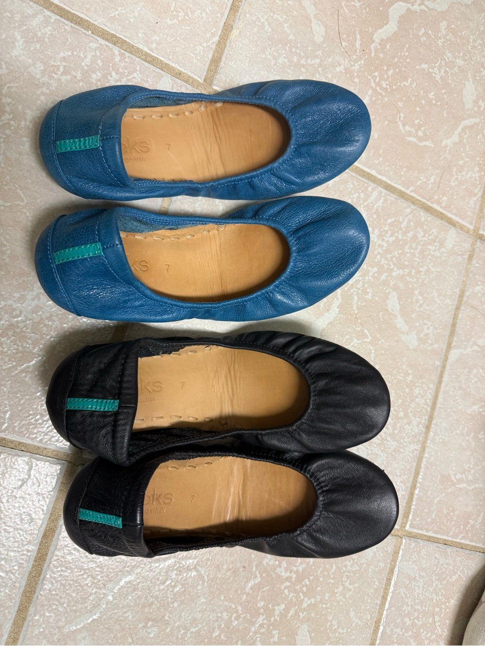 Tieks Leather Ballet Flats - cobalt Blue and Black